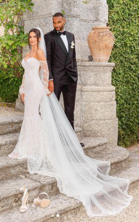 Jonathan Tah and Luisa on their wedding day